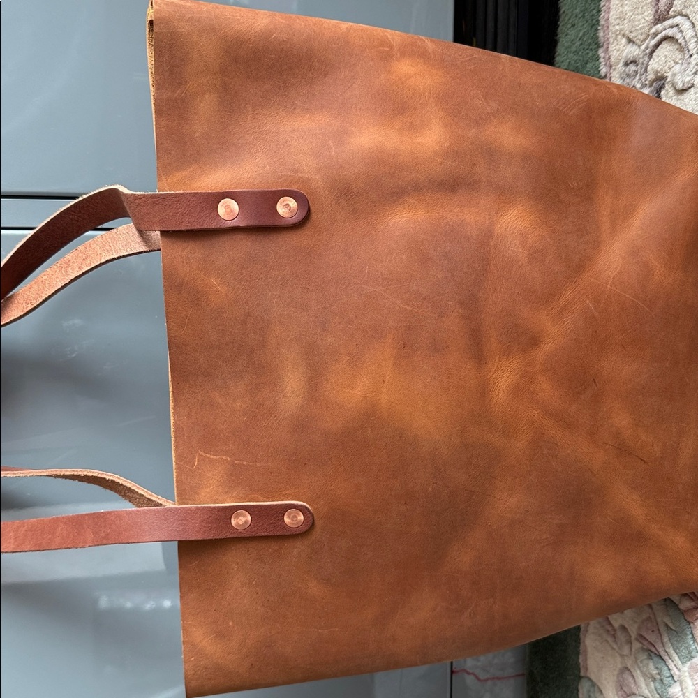 Kmm Co ocher Brown Leather Tote Bag
